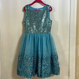 NWT girls sequin and glitter blue dress, size 7